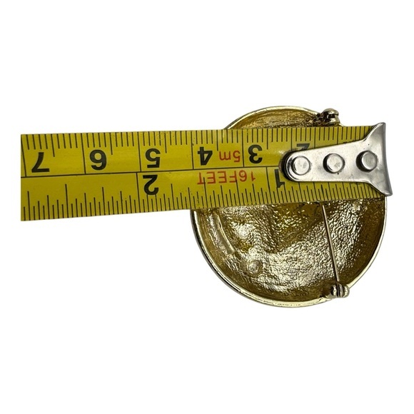 Vintage Enamel Christmas Tree Brooch with Gold-Tone Finish, 1.5” - Picture 5 of 5